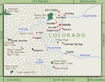 Landkarte von Colorado, USA