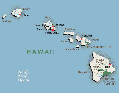 Landkarte von Hawaii, USA