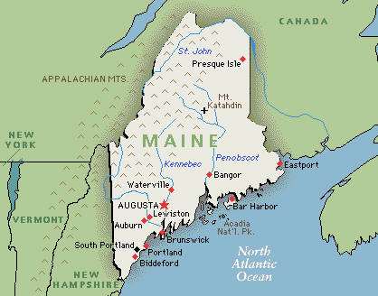 Landkarte von Maine, USA