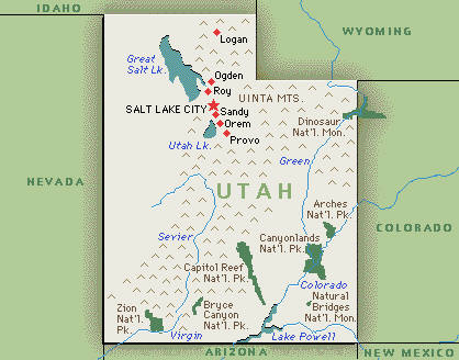 Landkarte von Utah, USA