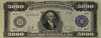 USA Banknoten: Vorderseite $5.000
